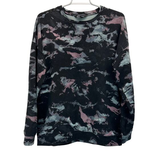 Athleta Balance Pullover Sweatshirt Purple Black Tie Dye Med - Picture 2 of 9